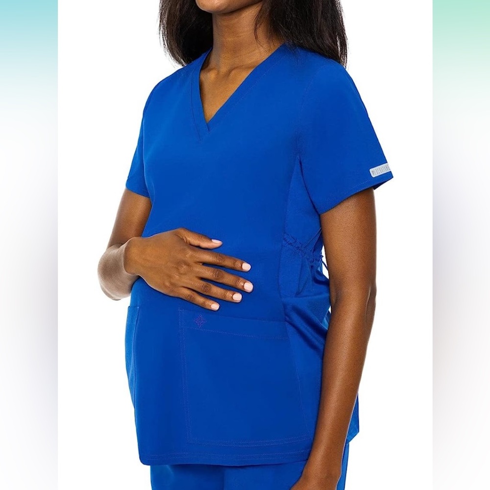 Med Couture Maternity V-Neck Scrub Top and Med Couture Maternity Pant Royal Blue